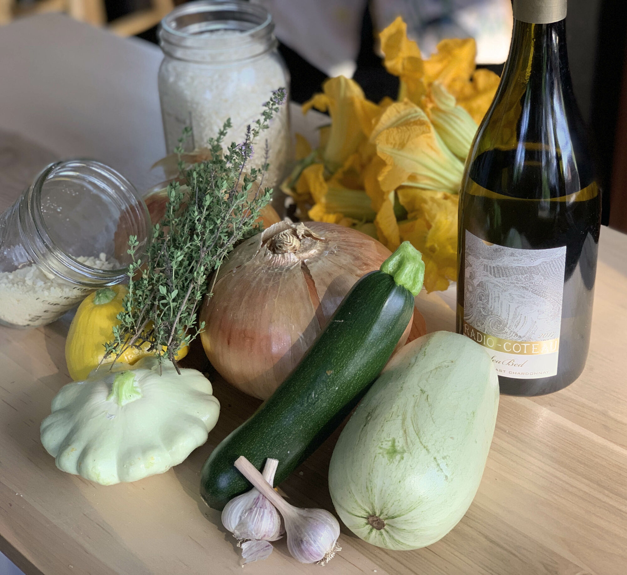 Radio-Coteau Seabed bottle and risotto ingredients